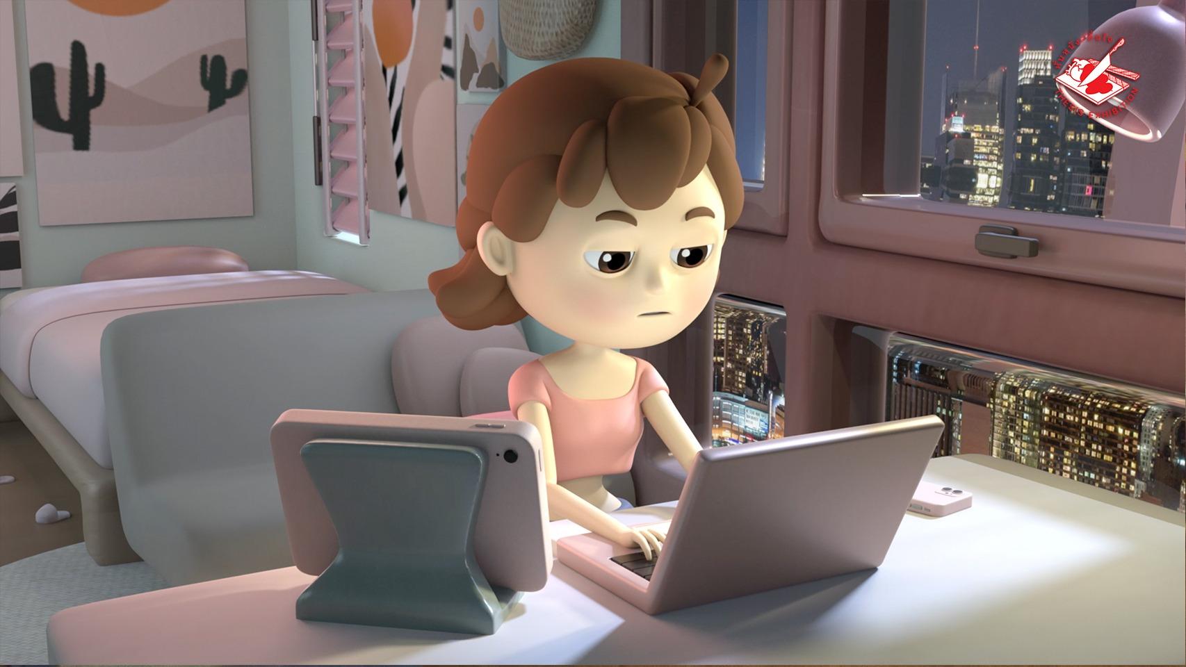 woman working animation